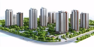 现代都市住宅区景观效果图