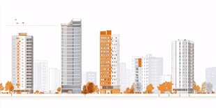 秋日都市高楼景观图