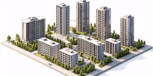 现代高层住宅小区模型