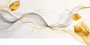 金色飘叶与流云艺术图案