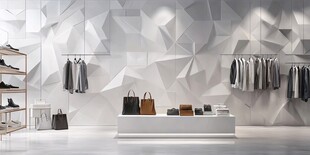 时尚店铺几何墙面陈列展示
