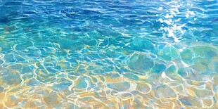 梦幻蓝黄渐变的澄澈海水