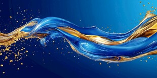 蓝金交融液体动感画面