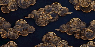 金色祥云图案背景纹理