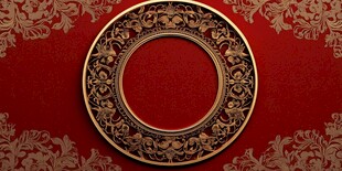 红底金纹圆形装饰图案