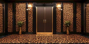 豹纹装饰的奢华电梯间
