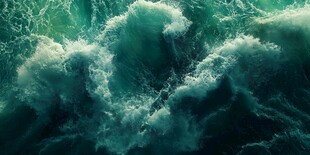 汹涌澎湃的海洋波浪景象