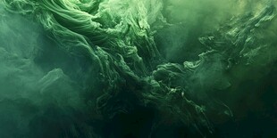 梦幻绿色烟雾抽象艺术画面