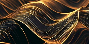 金色流动线条抽象艺术画面