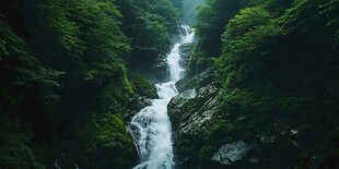 山林间的清幽瀑布景观