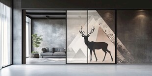 简约风客厅的鹿元素移门