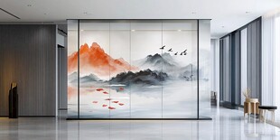 中式山水风客厅艺术隔断