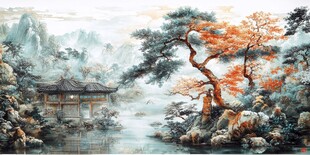 水墨山水间的雅致亭景