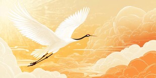 白鹤翔于云海间