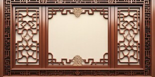 中式雕花木质窗框