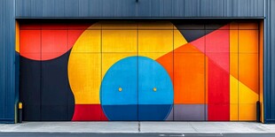 色彩斑斓的几何图案车库门