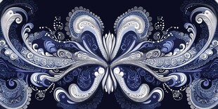 蓝白佩斯利花纹装饰图案