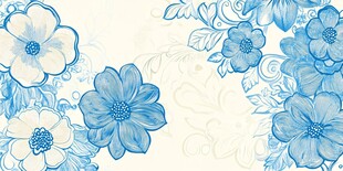 蓝白花卉装饰背景图