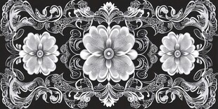 黑白花卉复古装饰图案