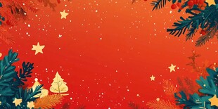 红色圣诞风背景装饰图