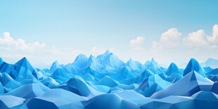 蓝色多边形山峦梦幻景观