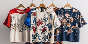 复古花卉图案短袖T恤