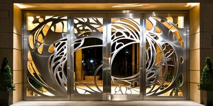 华丽金属雕花旋转玻璃门