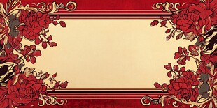 红色花卉边框装饰背景图