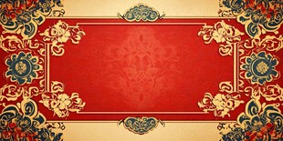 中式古典红底花纹装饰图