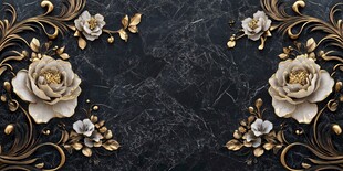 黑金花卉奢华背景装饰图