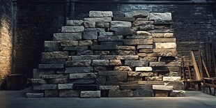 室内石堆 古朴质感场景