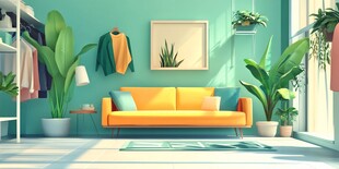 清新绿植装点的温馨客厅
