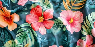 热带花卉图案布料