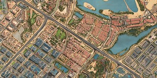 城市区域俯瞰景观图