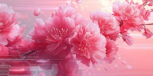 梦幻粉色绽放的娇艳桃花