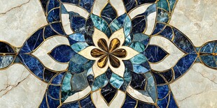 蓝白花卉大理石拼花图案