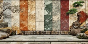 中式石材景观墙庭院一角