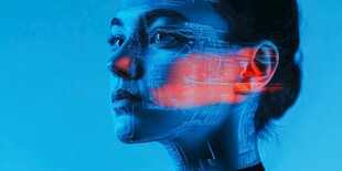 科技感女性半脸光影特效图