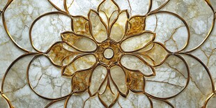 金色花朵大理石纹理装饰