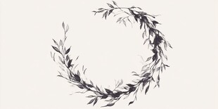 水墨枝叶环形装饰图案