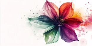 绚丽水彩花朵梦幻背景
