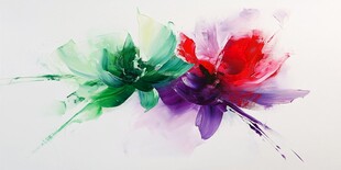 水墨风多彩花卉艺术画