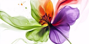 梦幻炫彩抽象花卉图案