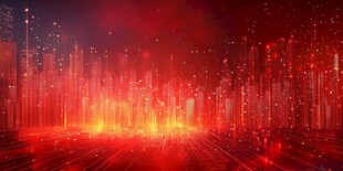 红色科技感数字城市背景