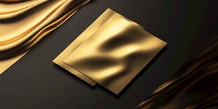 金色质感纸张与绸布背景