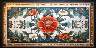 中式花卉精美地毯图案