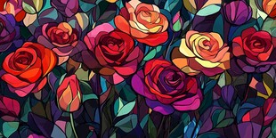 绚丽多彩的几何风格玫瑰花海