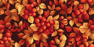秋日红果秋叶图案纹理