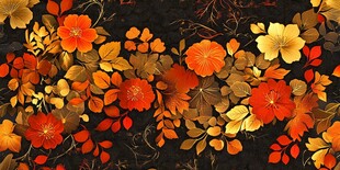 秋日繁花锦簇图案