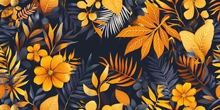 热带花卉树叶精美图案